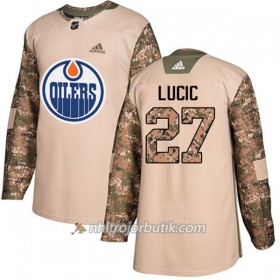 Män Ishockey Edmonton Oilers Tröja Milan Lucic 27 Adidas 2017-2018 Camo Veterans Day Practice Authentic